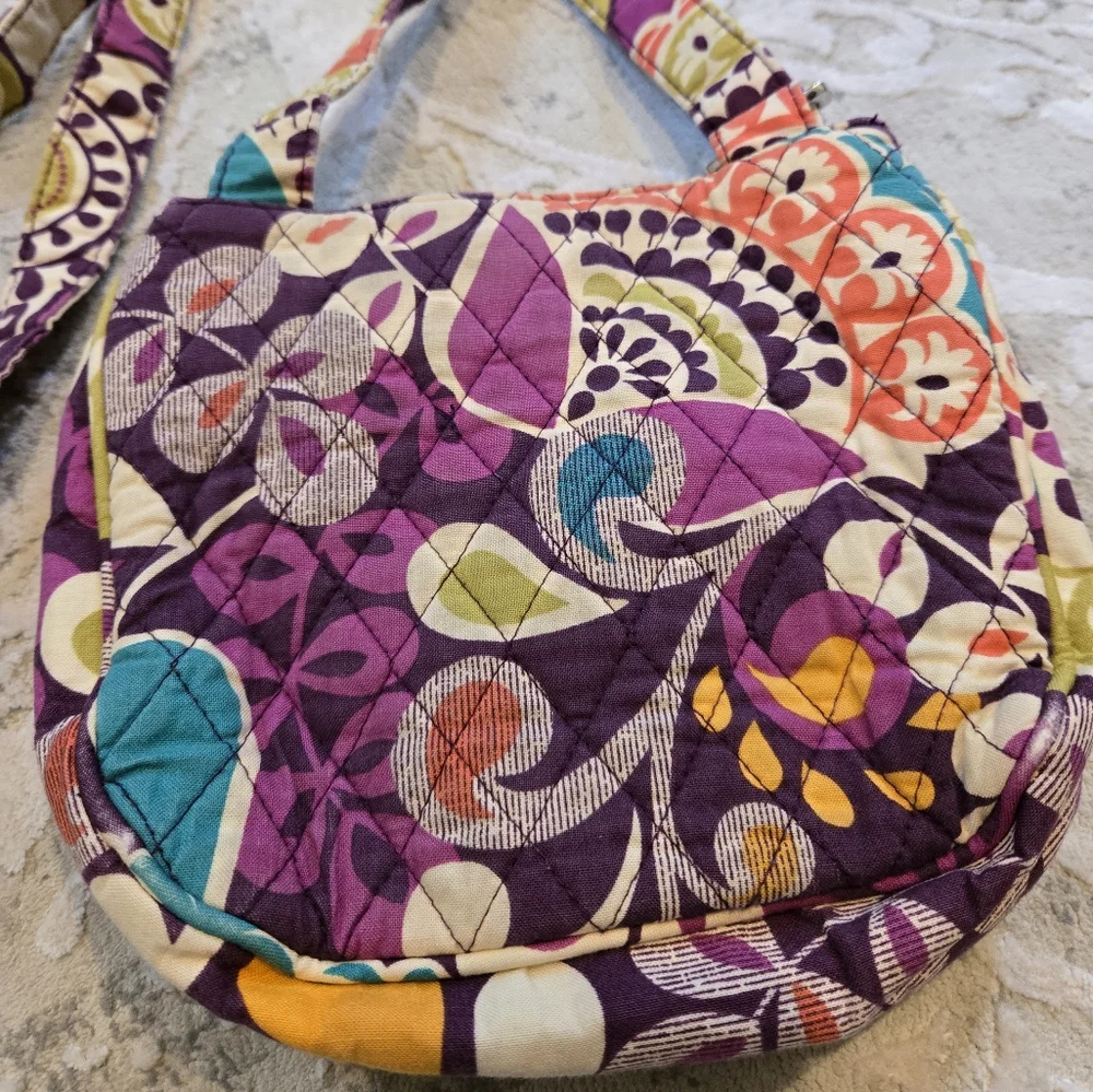 Vera Bradley Purple and Green Crossbody Bag with Adjustable Strap